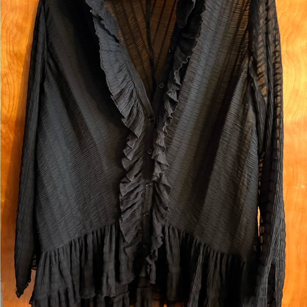 Zara Black Ruffled Blouse